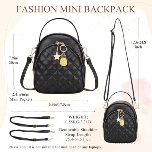 Mini Leather Quilt Backpack Purse Convertible Daypack for Women